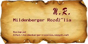 Mildenberger Rozália névjegykártya